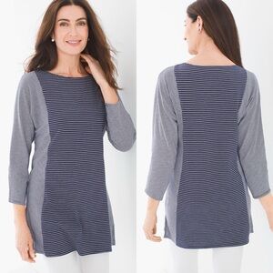 Chico’s Zenergy Lucy Stripe Mixed Tunic Sz 16